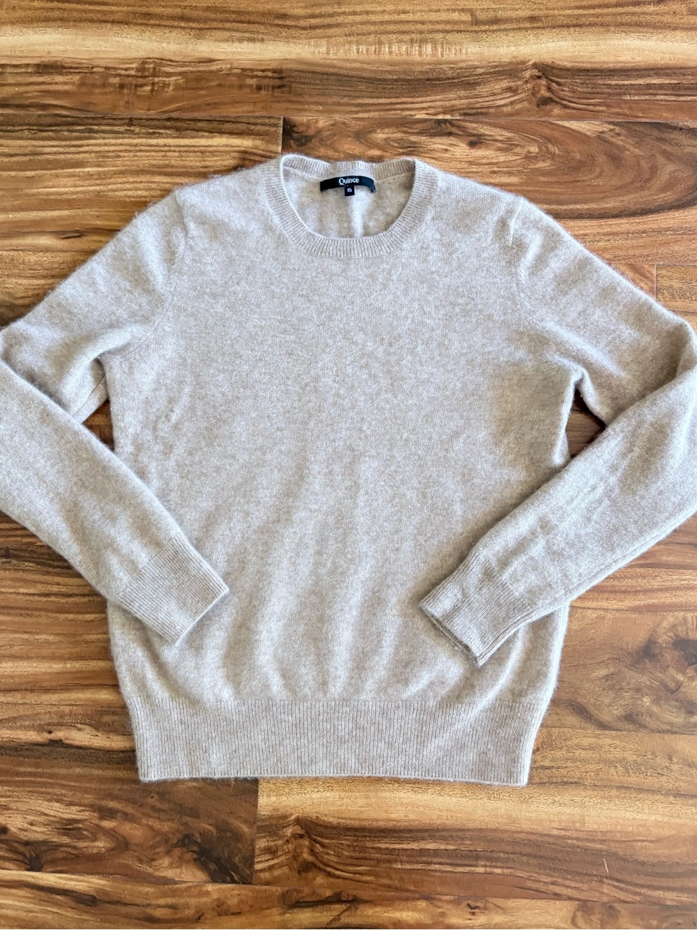 Quince Women’s Mongolian Cashmere Crewneck Sweater Oatmeal Small S Flawed - Picture 4 of 10